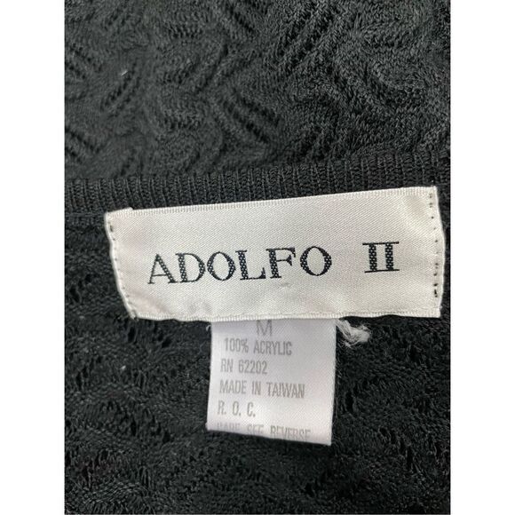 Adolfo II Black Lace Long Sleeve Blouse Size Medium - Picture 4 of 6